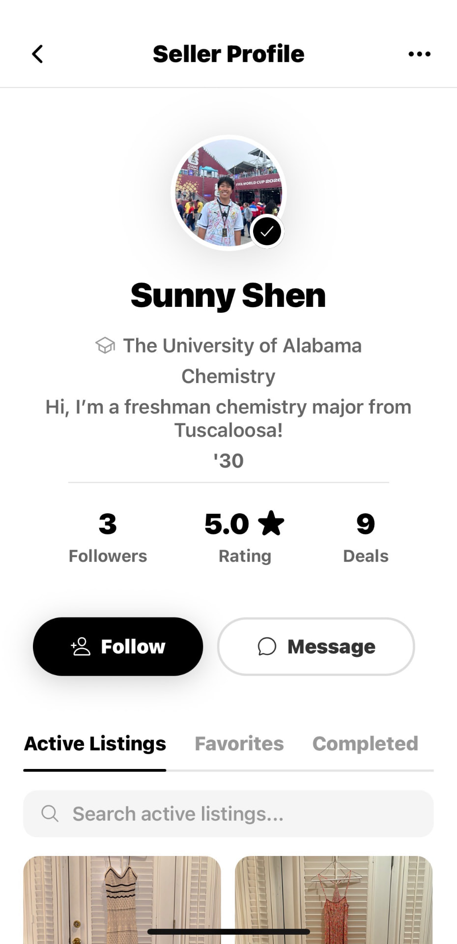 Swap app — Verified Student Profile