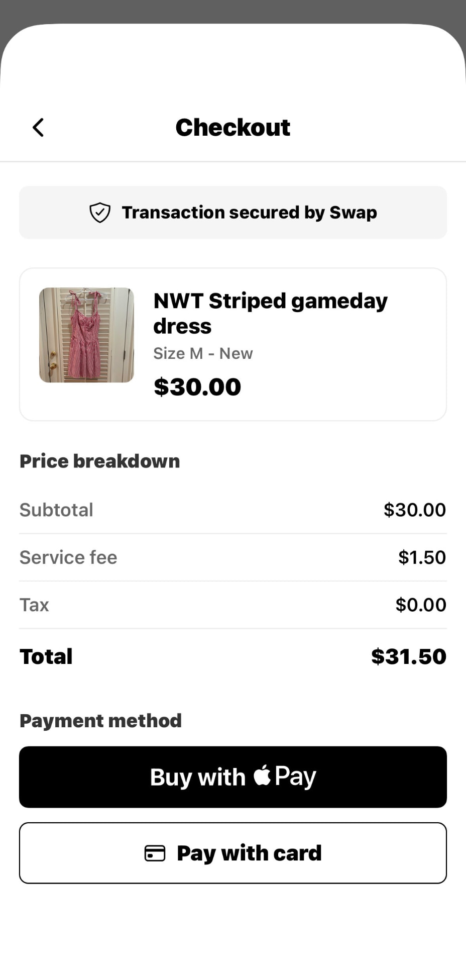 Swap app — Checkout & Fees
