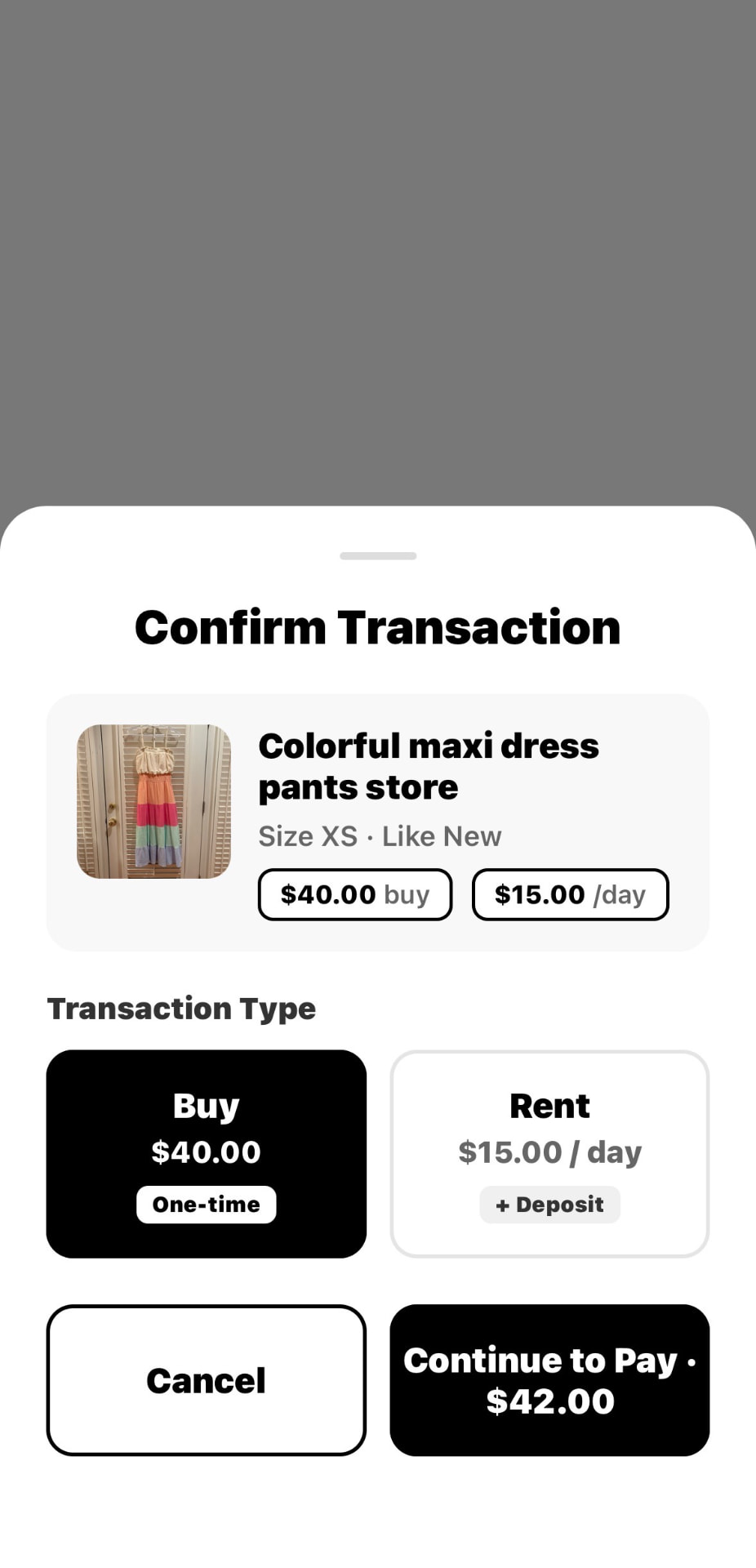 Swap app — Item Details
